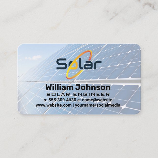Solar Panel Tech | Engineer | Energy Business Card (Front)