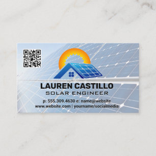 Solar Panel Tech Logo   QR Scan Code Business Card