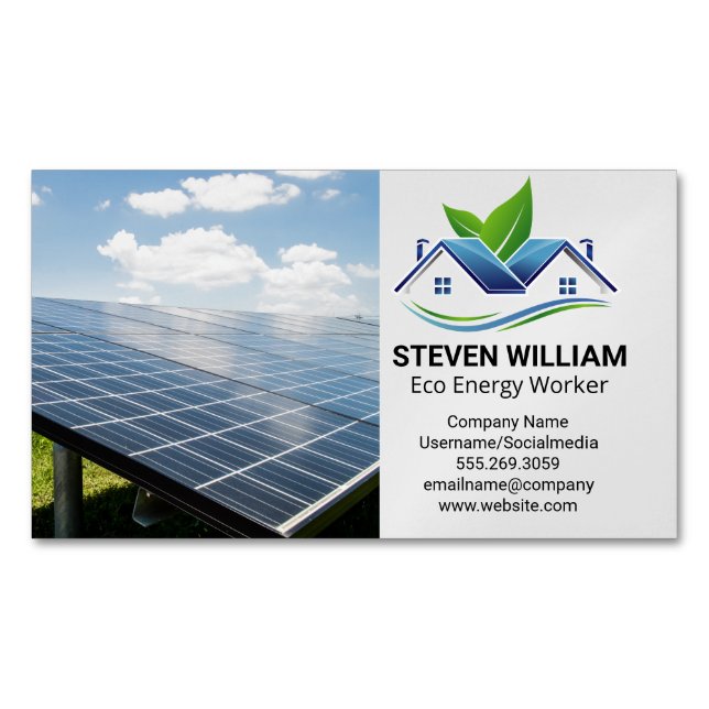 Solar Panels | Eco Home Installer Magnetic Business Card (Front)