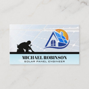 Solar Panels Logo Roof Worker Technician Business Card