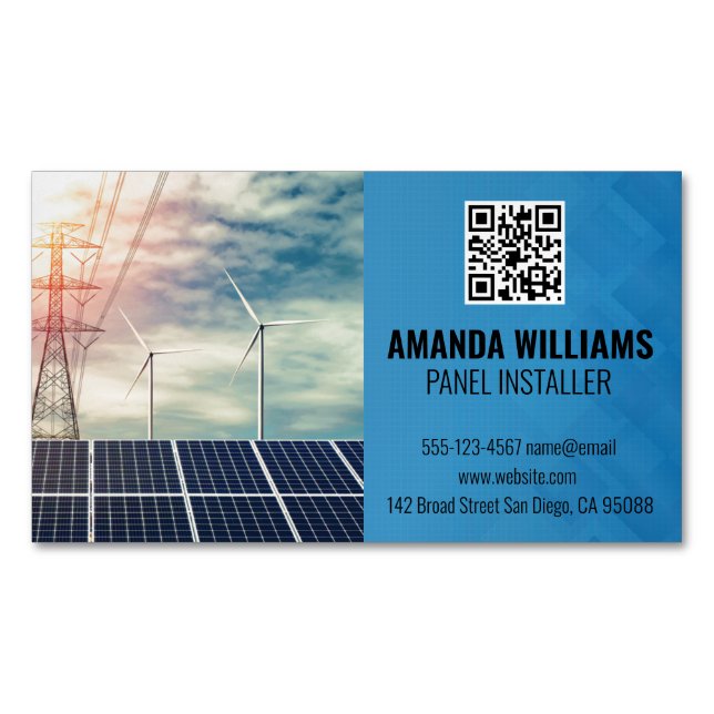Solar Panels | Tech Logo | Energy Magnetic Business Card (Front)