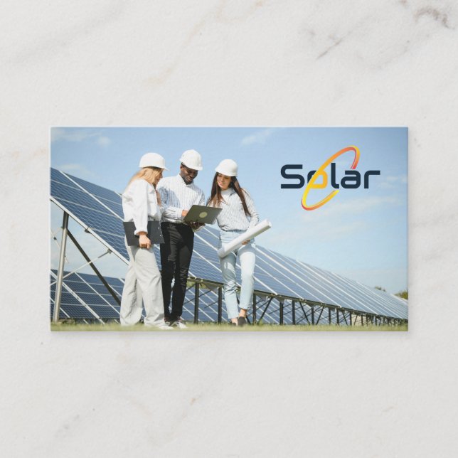 Solar Panels | Technicians Working Onsite Business Card (Front)