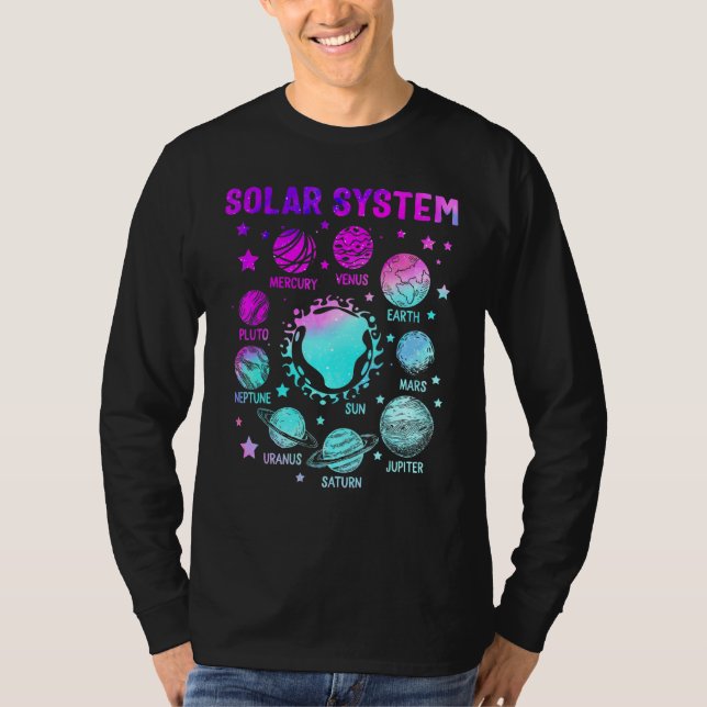 Solar Planets System Outer Space Dwarf Planets Ast T-Shirt (Front)