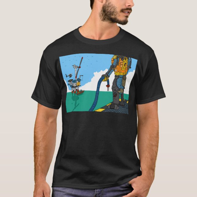 Solar Platform. Futuristic Oil Platform. Wind Turb T-Shirt (Front)
