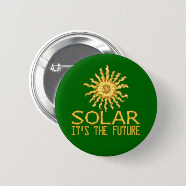 Solar Power 6 Cm Round Badge (Front & Back)