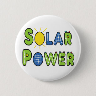 Solar Power 6 Cm Round Badge