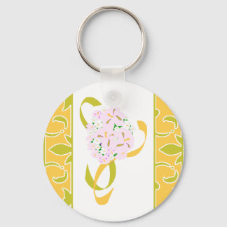 Solar Power, Olive Green Damask Favour Keychain