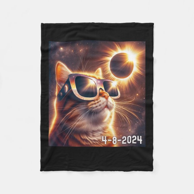 Solar Shirt 2024 Eclipse Wearing Gles  Fleece Blanket (Front)