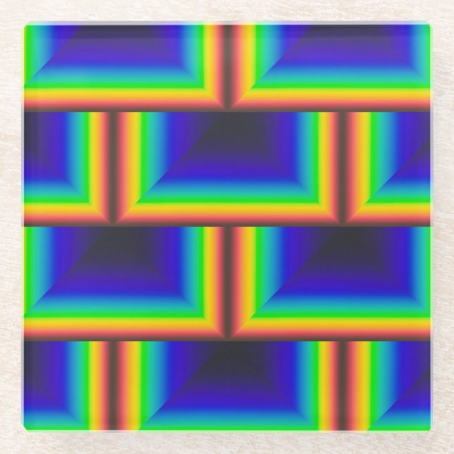 Solar spectrum square scales glass coaster (Front)