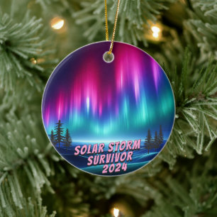 Solar Storm Survivor 2024 Northern Lights Ceramic Tree Decoration