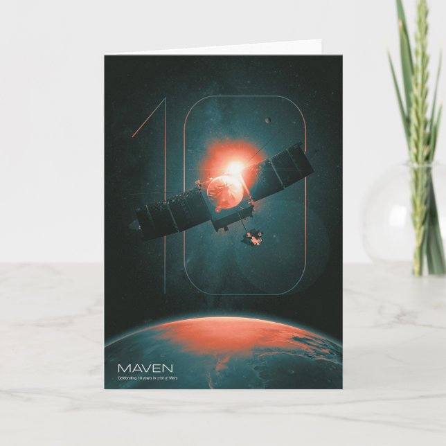 Solar System, 10 Years of Maven Mars Satelite Card (Front)