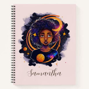 Solar System Afro Woman Notebook