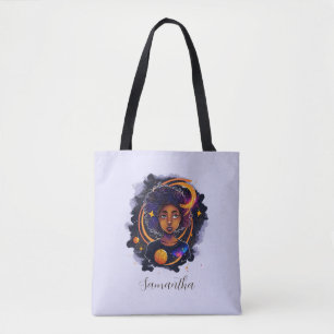 Solar System Afro Woman Tote Bag