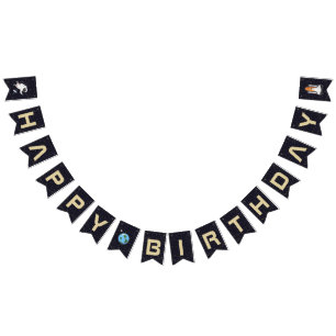 Solar System Astronaut Happy Birthday Typography Bunting