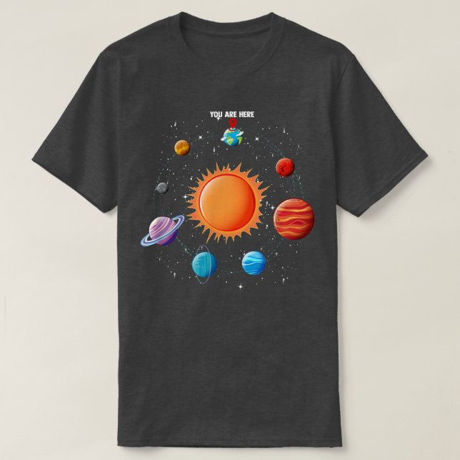 Solar System Astronaut You Are Here Space T-Shirt (Design Front)