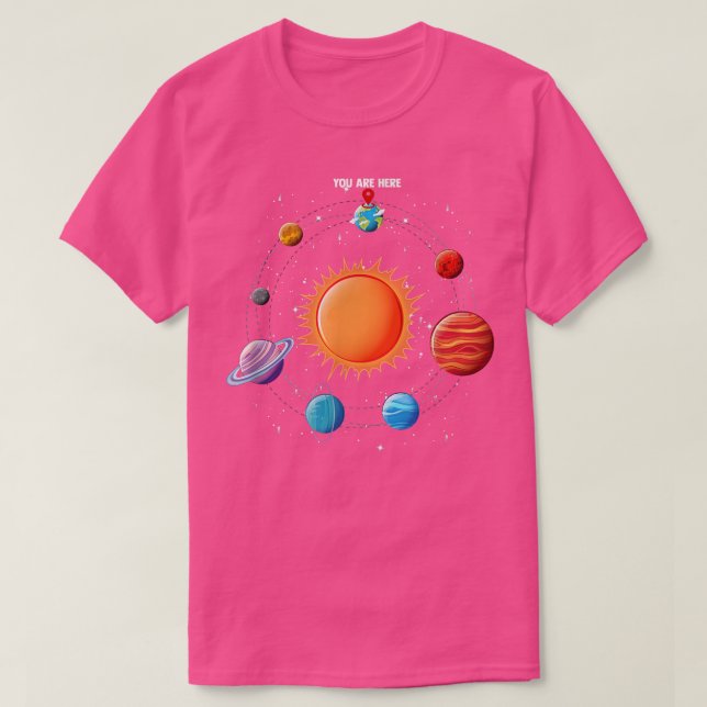 Solar System Astronaut You Are Here Space  T-Shirt (Design Front)