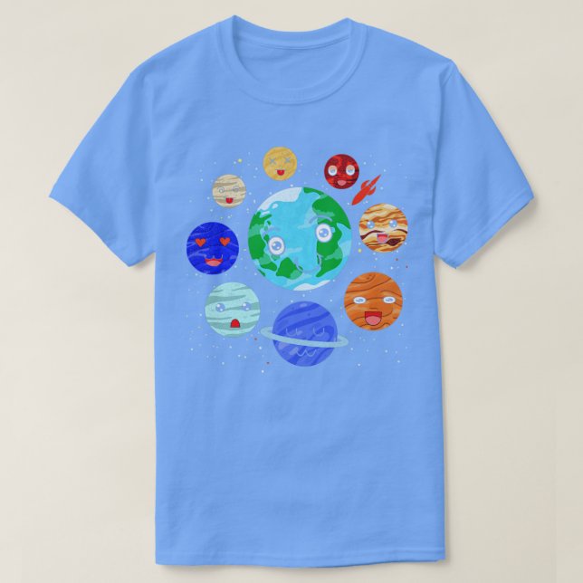 Solar System Astronomy Space Science Cute Planets1 T-Shirt (Design Front)