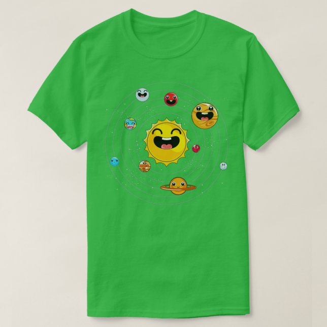 Solar System Astronomy Space Science Cute Planets T-Shirt (Design Front)