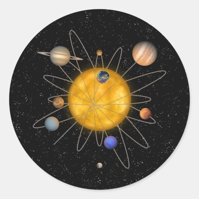 Solar System Atom Classic Round Sticker (Front)