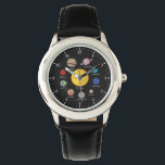 Solar system cartoon drawing planets outerspace  watch<br><div class="desc">Fun and  colourful solar system black watch. Cartoon drawing of the planets and outer space.</div>