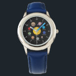 Solar system cartoon drawing planets outerspace   watch<br><div class="desc">Fun and  colourful solar system blue watch. Cartoon drawing of the planets and outer space.</div>