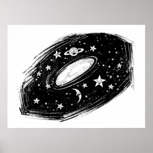 Solar System Celestial Kids Art Drawing Poster