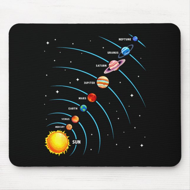 Solar System Colorful Space Planets Educational Ki Mouse Pad (Front)