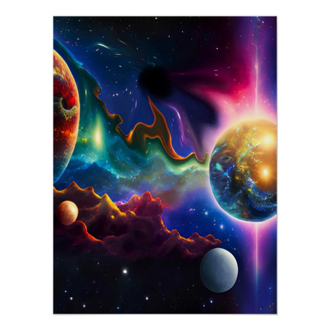 Solar System Entering Blackhole Glossy Poster (Front)