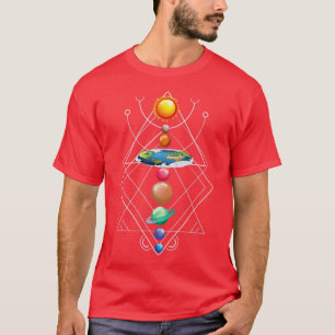 Solar System Flat Earth I Love My Planet Space T-Shirt