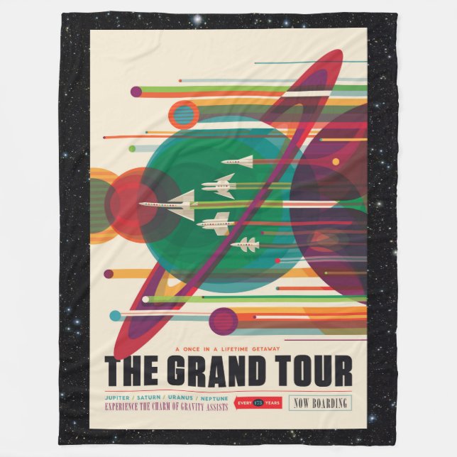 Solar System Grand Tour for space tourism Fleece Blanket (Front)