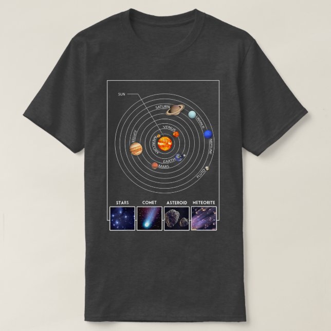 Solar System Graphic Cool Astronomy Scientist Gift T-Shirt (Design Front)