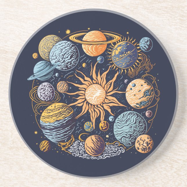 Solar System Graphic Design Coaster (Front)