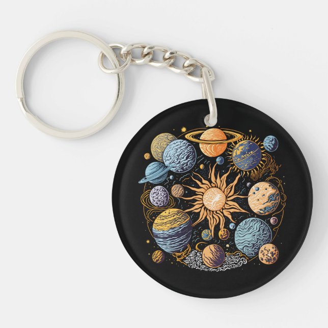Solar System Graphic Design Key Ring (Front)