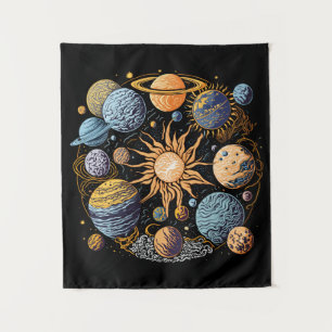 Solar System Graphic Design Tapestry