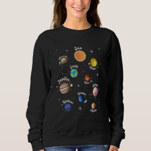 Solar System Kids Planets Outer Space Knowledge Sc Sweatshirt