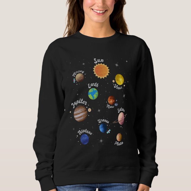 Solar System Kids Planets Outer Space Knowledge Sc Sweatshirt (Front)