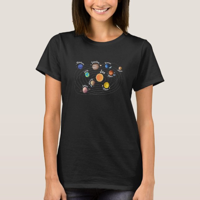 Solar System Kids Planets Outer Space Knowledge Sc T-Shirt (Front)
