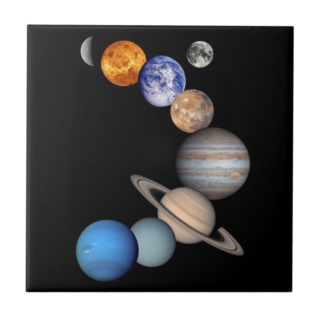 Solar System Montage JPL Planet Photos Tile (Front)
