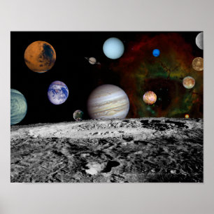 Solar System Montage of Voyager Images Poster