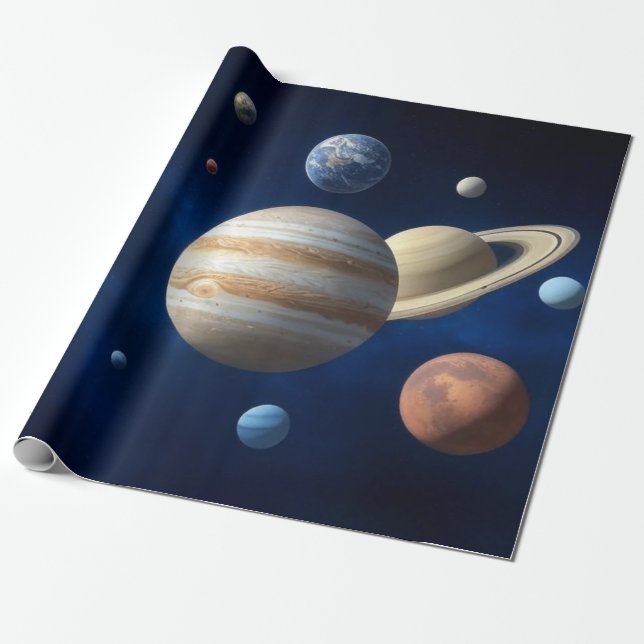 Solar System Montage Wrapping Paper (Unrolled)