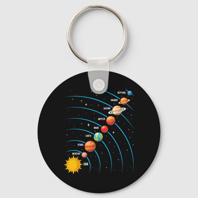 Solar System - Outer Space Science Astronomy Back Key Ring (Front)