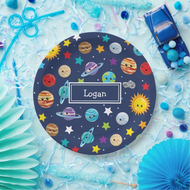 Solar System Pattern for Kids Birthday Paper Plate (Party)