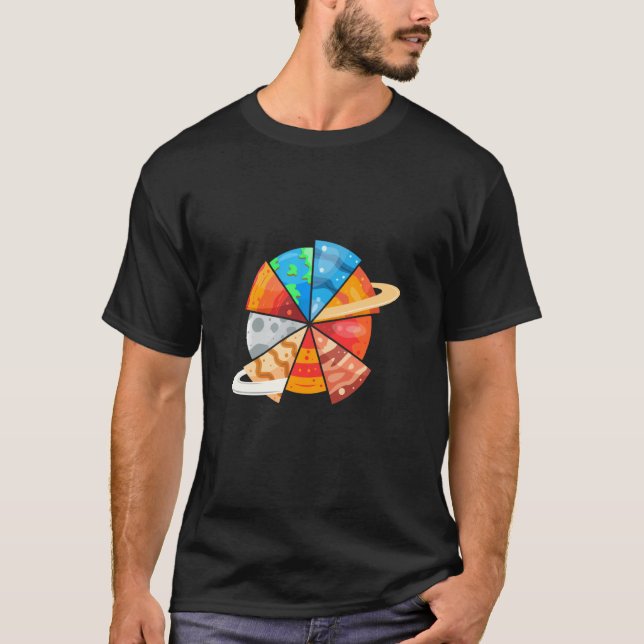 Solar System Planent As Pizza Piece Humour Joke Fu T-Shirt (Front)