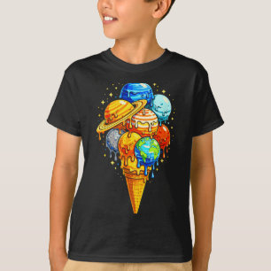 Solar System Planet Ice Cream Space Astronomy Kids T-Shirt