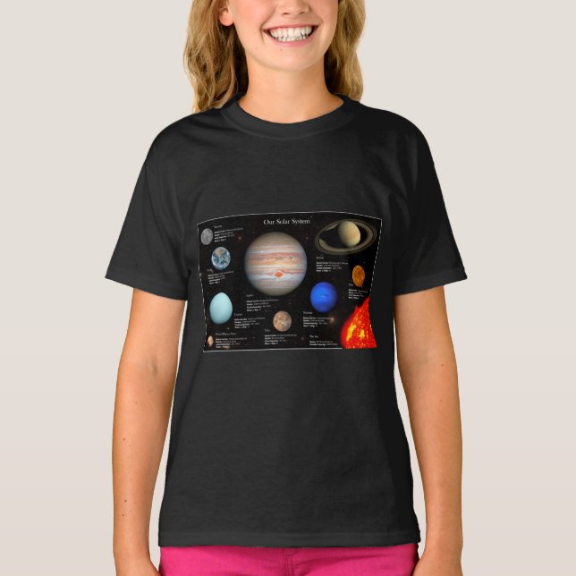 Solar System Planet Infographic Hi-Res Photo Girl T-Shirt (Front)