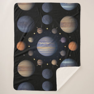 Solar System Planets Arranged in Space Sherpa Blanket
