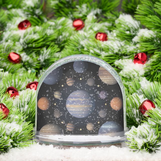 Solar System Planets Arranged in Space Snowglobe (Christmas)