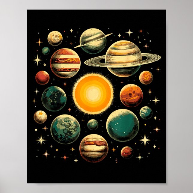 Solar System Planets Astronomy Space Poster (Front)