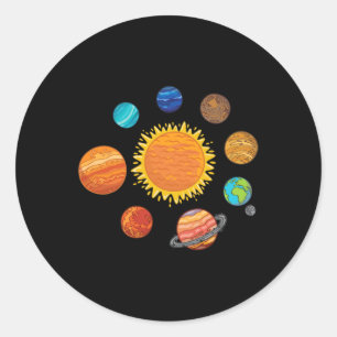 Solar System Planets Astronomy Space Science Girls Classic Round Sticker