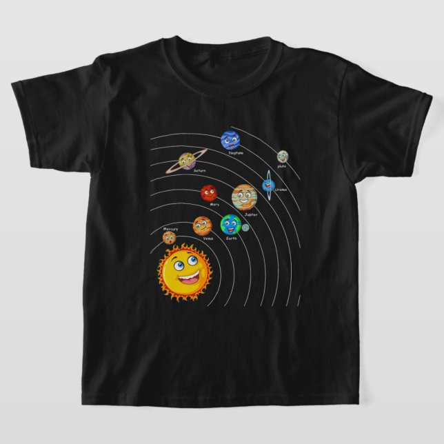 Solar System Planets Astronomy Space Science Girls T-Shirt (Laydown)